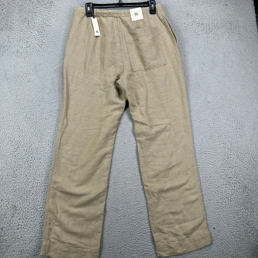 Banana Republic Linen‎ Blend Pants Small Tan Drawstring Pocket Straight Leg NEW